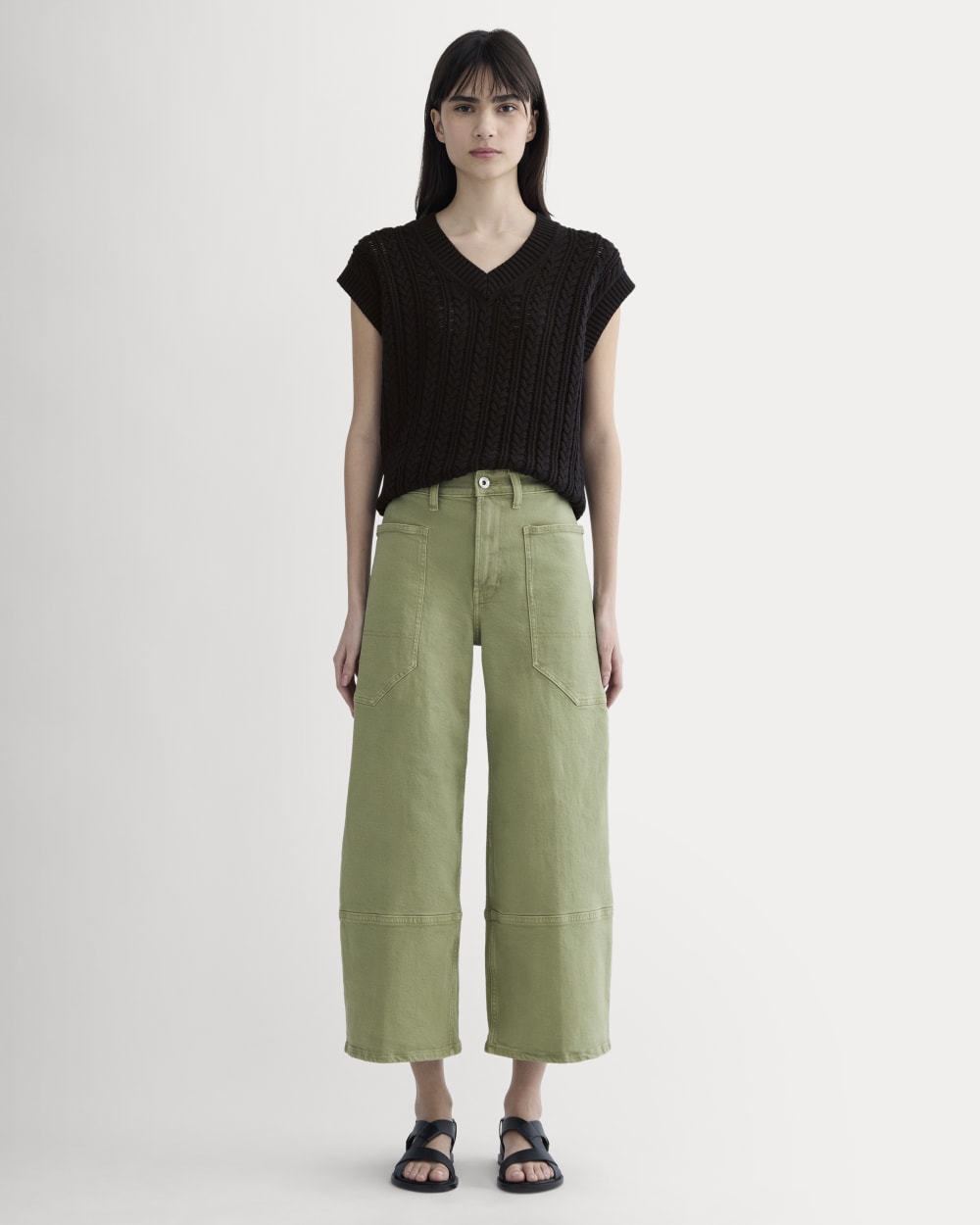 The Way-High® Gardener Cropped Jean in Oil Green — front view