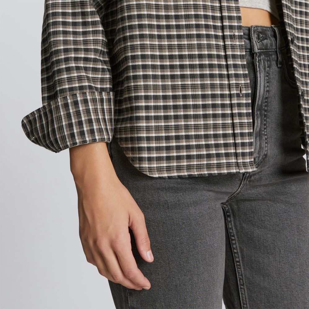 The Must-Have Oxford Shirt in Falcon Mini Plaid — detail view