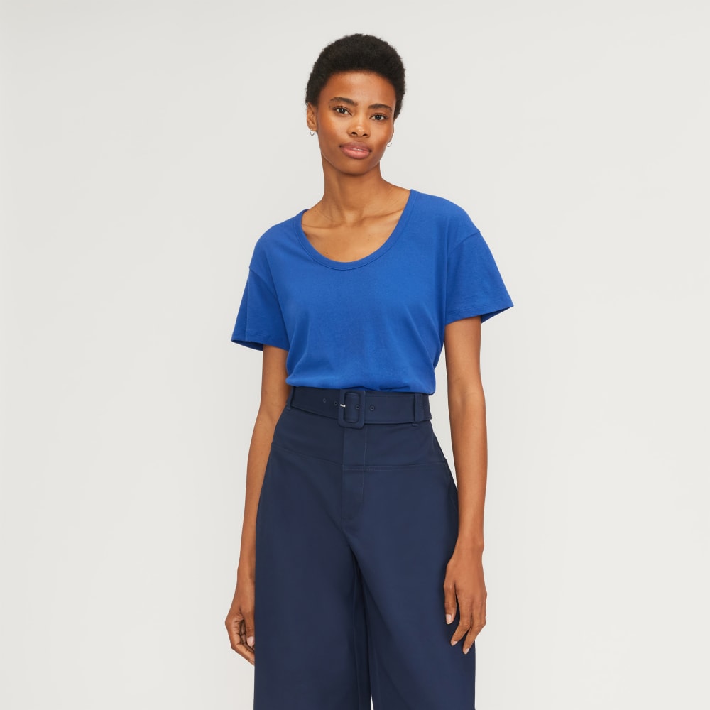 The Air Scoop-Neck Tee in Mazarine Blue — front view