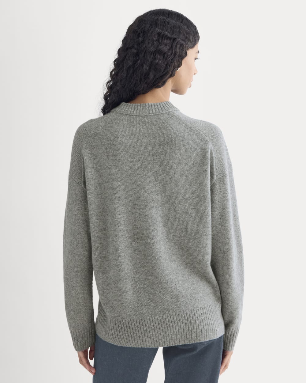 Cashmere Boyfriend Sweater in Husky Gray — detail view