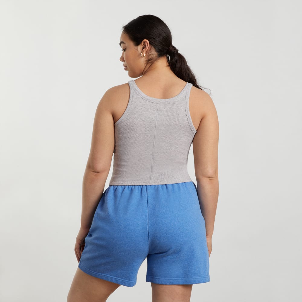 The Pima Micro-Rib Short Tank in Heathered Grey — detail view