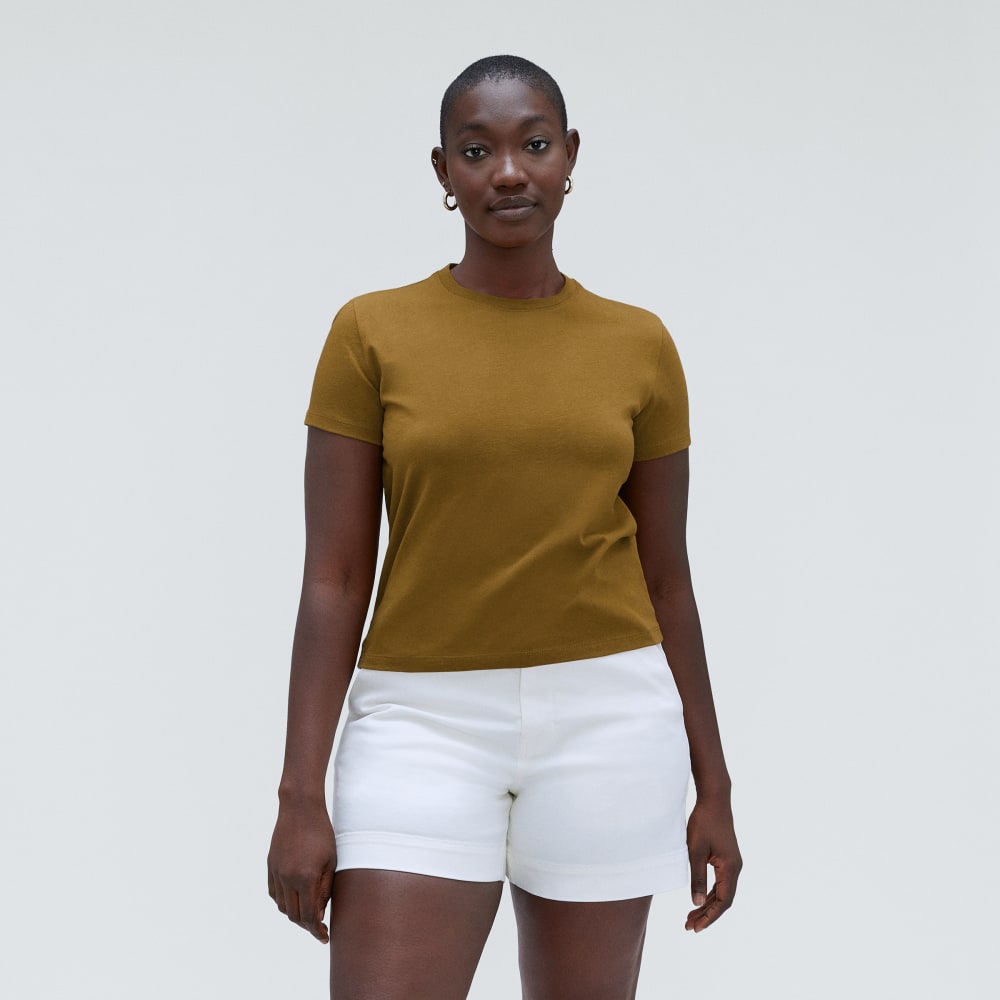 The Box-Cut Tee in Essential Cotton in Tapenade — alternate view