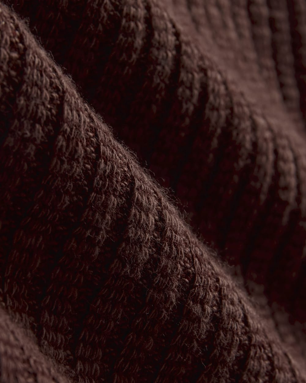 The Cozy Rib Henley in Dark Mahogany — detail view
