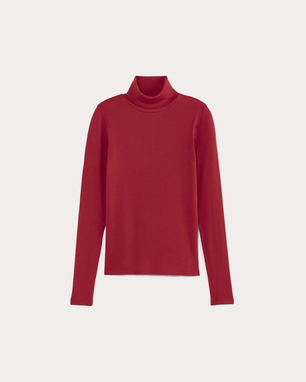The Luxe Rib Turtleneck in Berry Red — alternate view