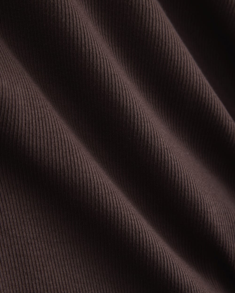 The Luxe Rib Crew in Coffee Bean — detail view