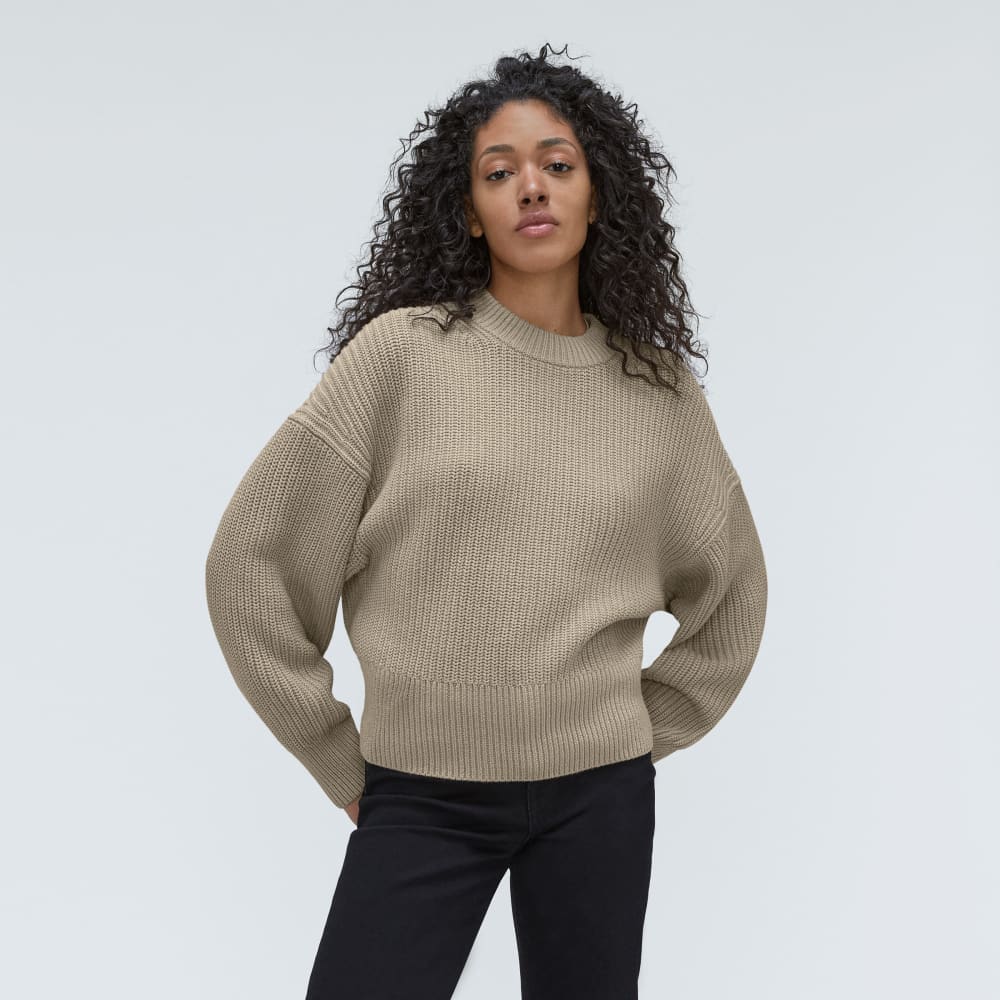 The Texture Cotton Crew in Trench Coat Khaki — front view