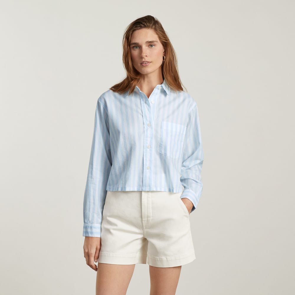 The Way-Short Shirt in Silky Cotton in Mariner Blue / White — alternate view