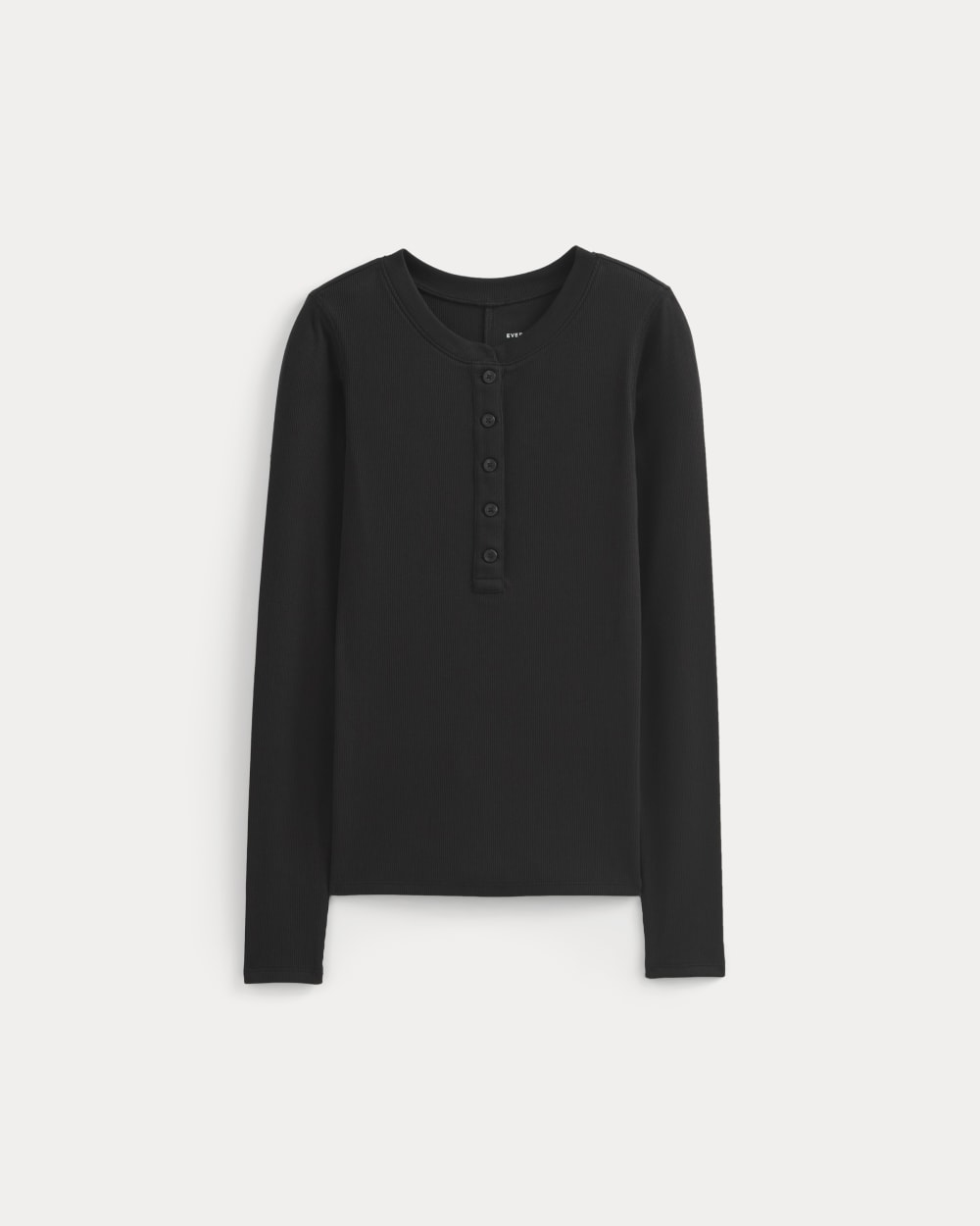 The Luxe Rib Henley in Black — alternate view