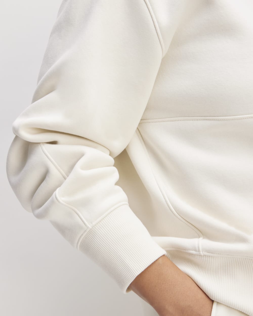 The ReTrack Half-Zip Sweatshirt in Bone — detail view