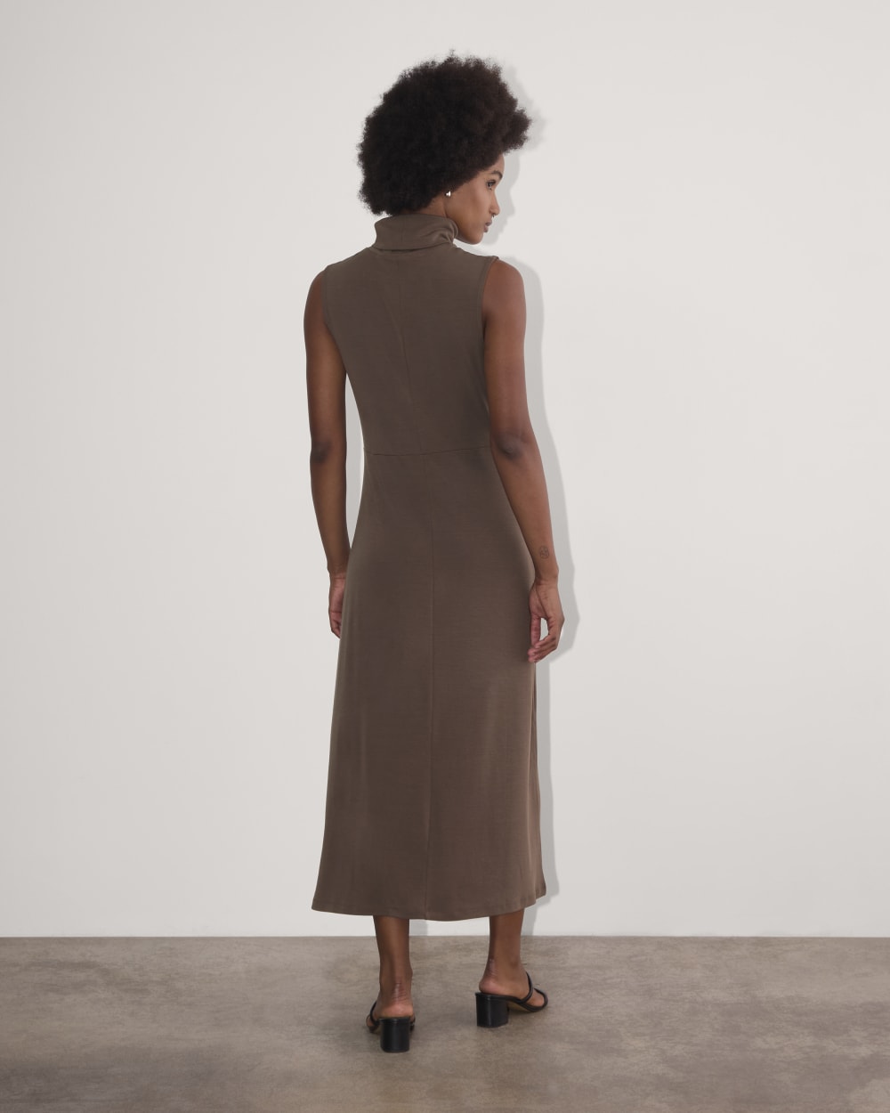 The Madison Dress in Butterknit in Espresso — detail view