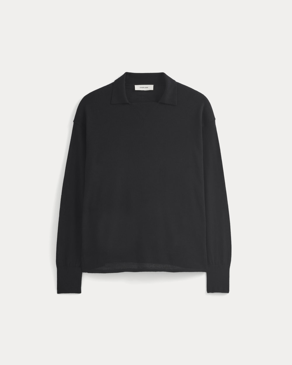 Oversized Polo in Ultrafine Merino in Black — alternate view
