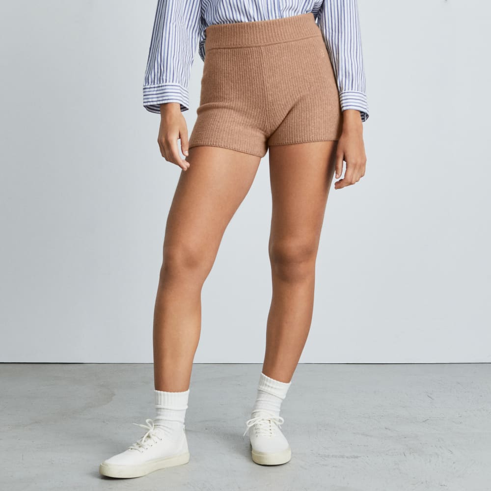 The Cozy-Stretch Short in Camel — alternate view