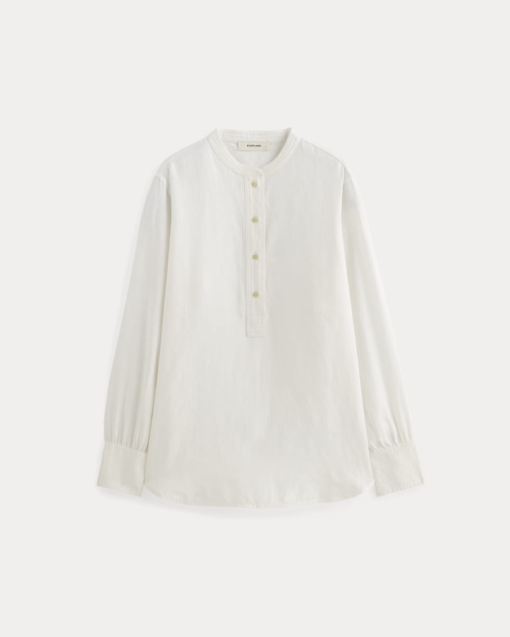 The Henley Shirt in Linen in White — alternate view