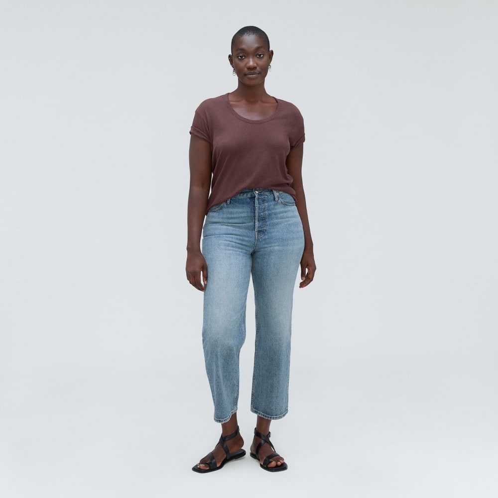 The Air Scoop-Neck Tee in Espresso — detail view