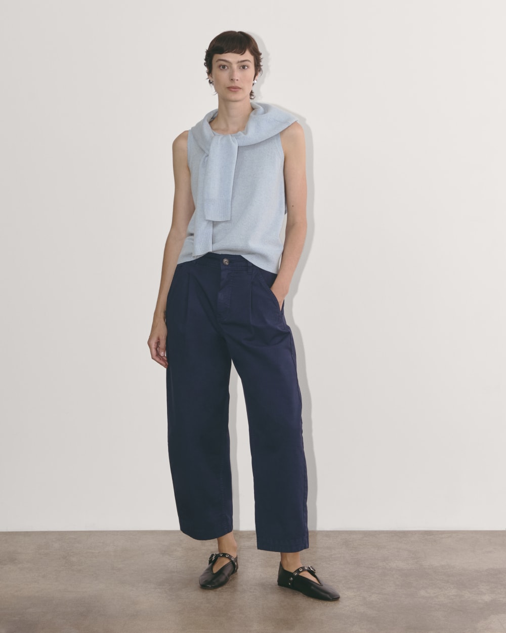 The Classic Tank in Cashmere in Sky Blue — detail view