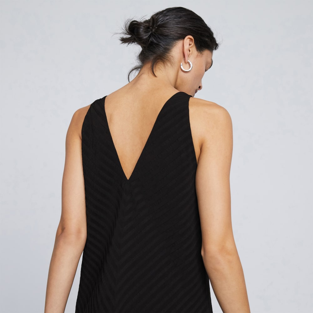 The City Stripe Midi Dress in Black — detail view