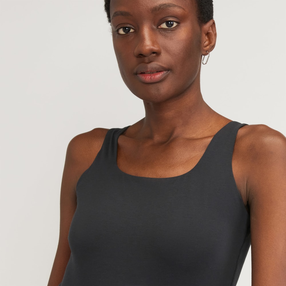 The Supima® Sleeveless Top in Black — detail view