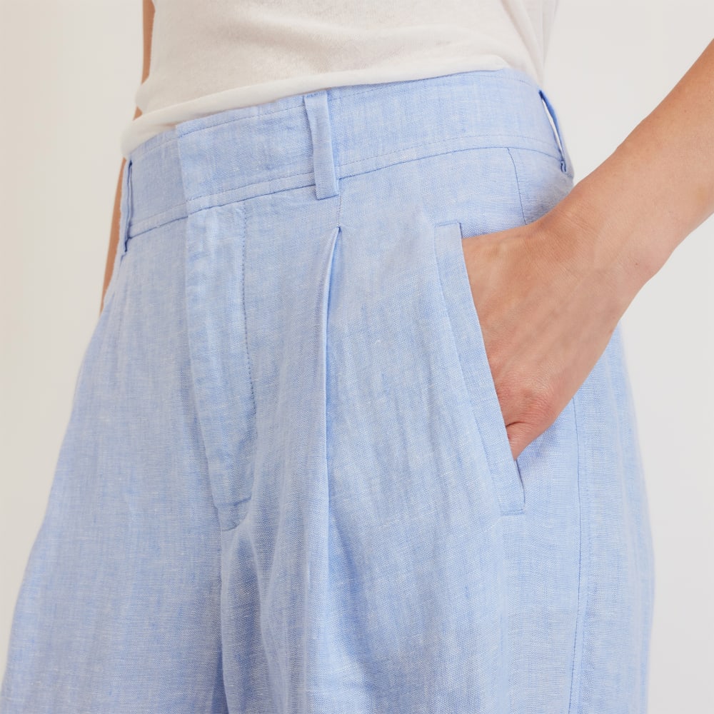 The Linen Way-High® Drape Pant in Light Blue — detail view
