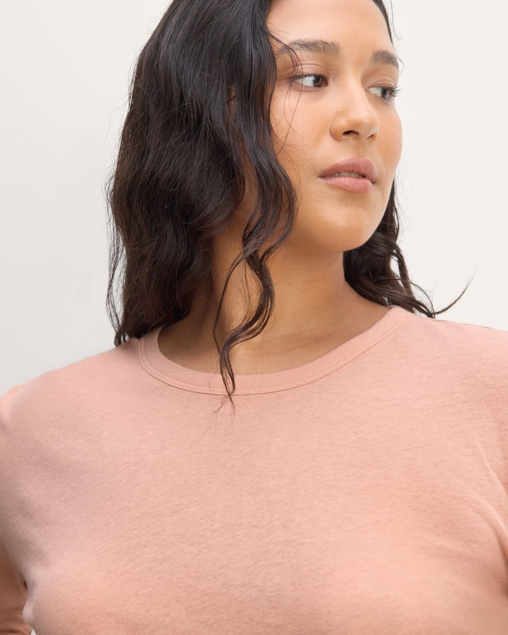 The Air Long-Sleeve Tee in Blush Pink — detail view