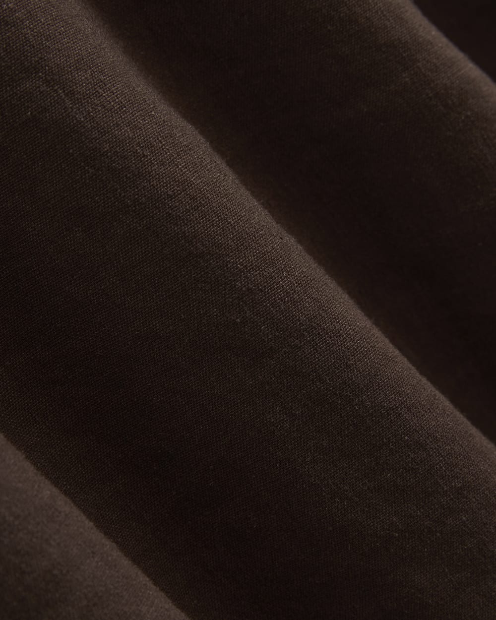 Strapless Dress in Stretch Linen in Dark Brown — detail view