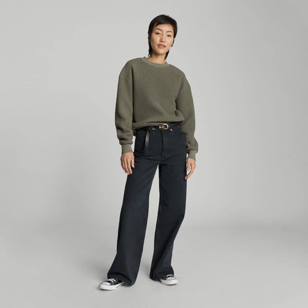 The ReNew Teddy Oversized Crew in Kalamata — detail view