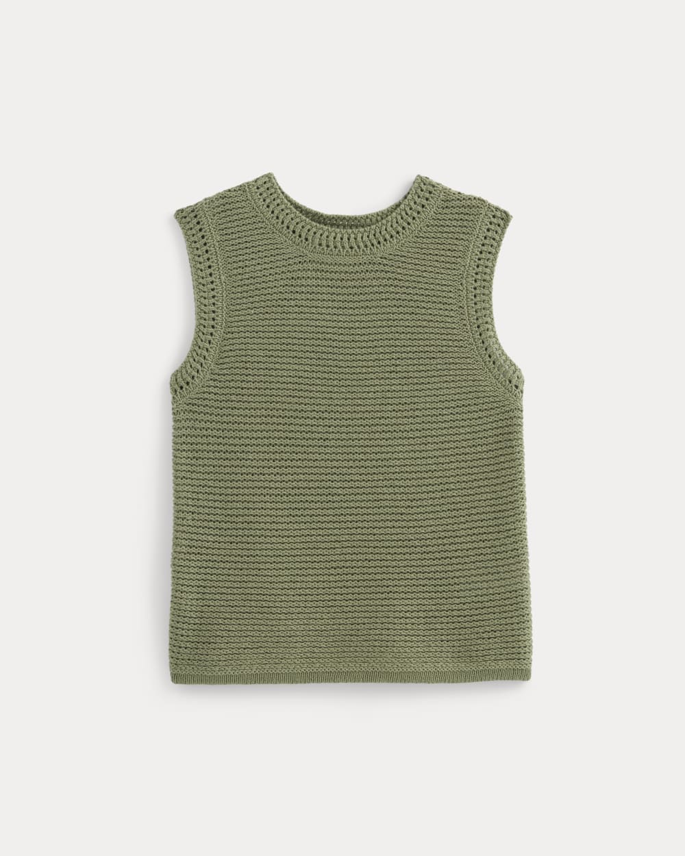 The Organic Cotton Open-Stitch Tank in Sagebrush — alternate view