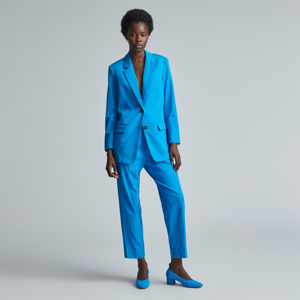 The Day Heel in Narrow Fit in Brilliant Blue Suede — detail view