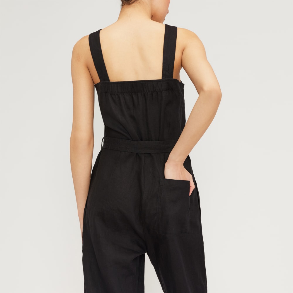 The Linen Jumpsuit in Black — detail view