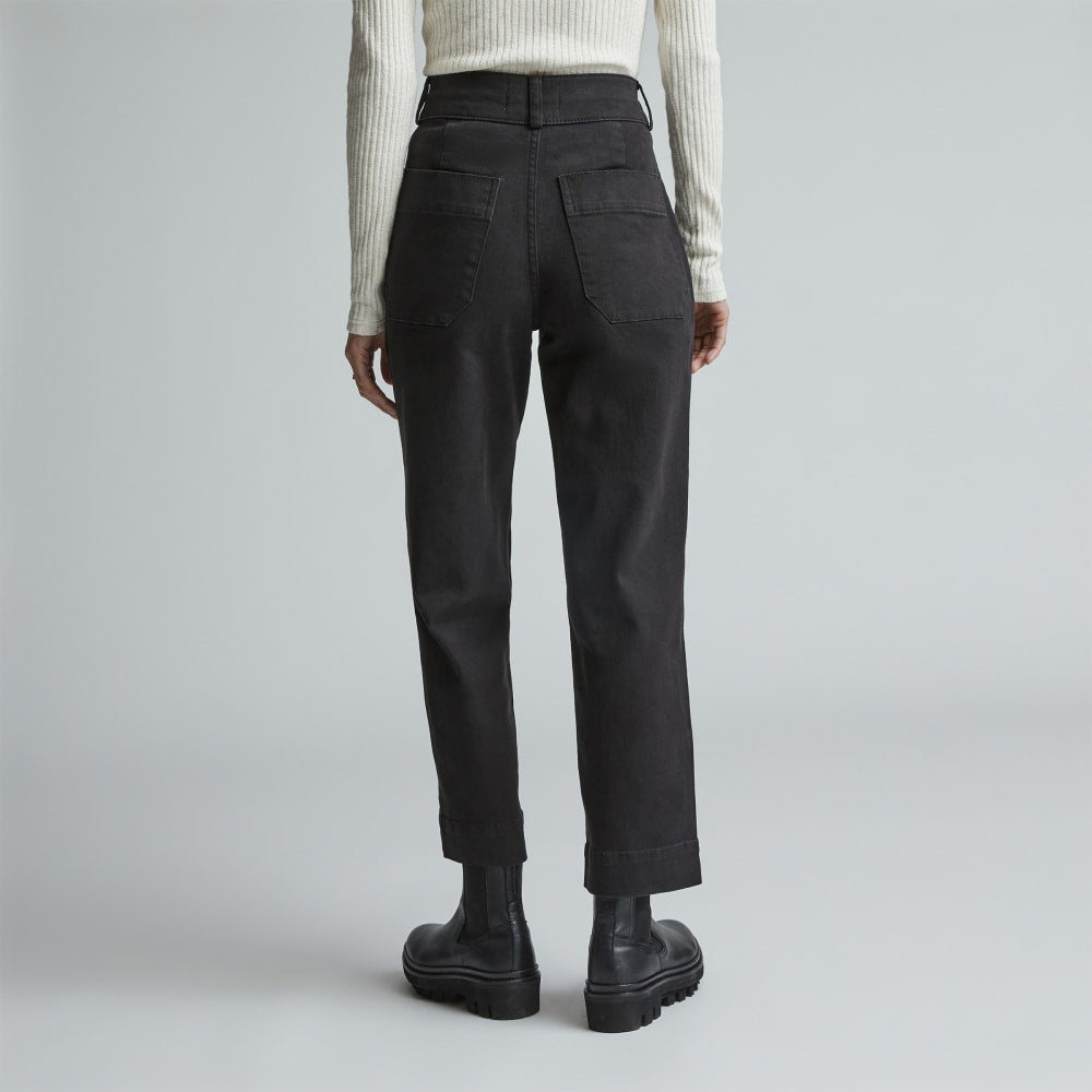 The Organic Straight-Leg Pant in Black — detail view