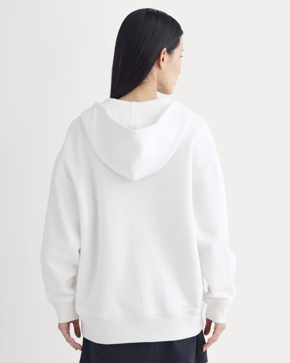 Luxe Fleece Oversized Full-Zip Hoodie in Bone — detail view