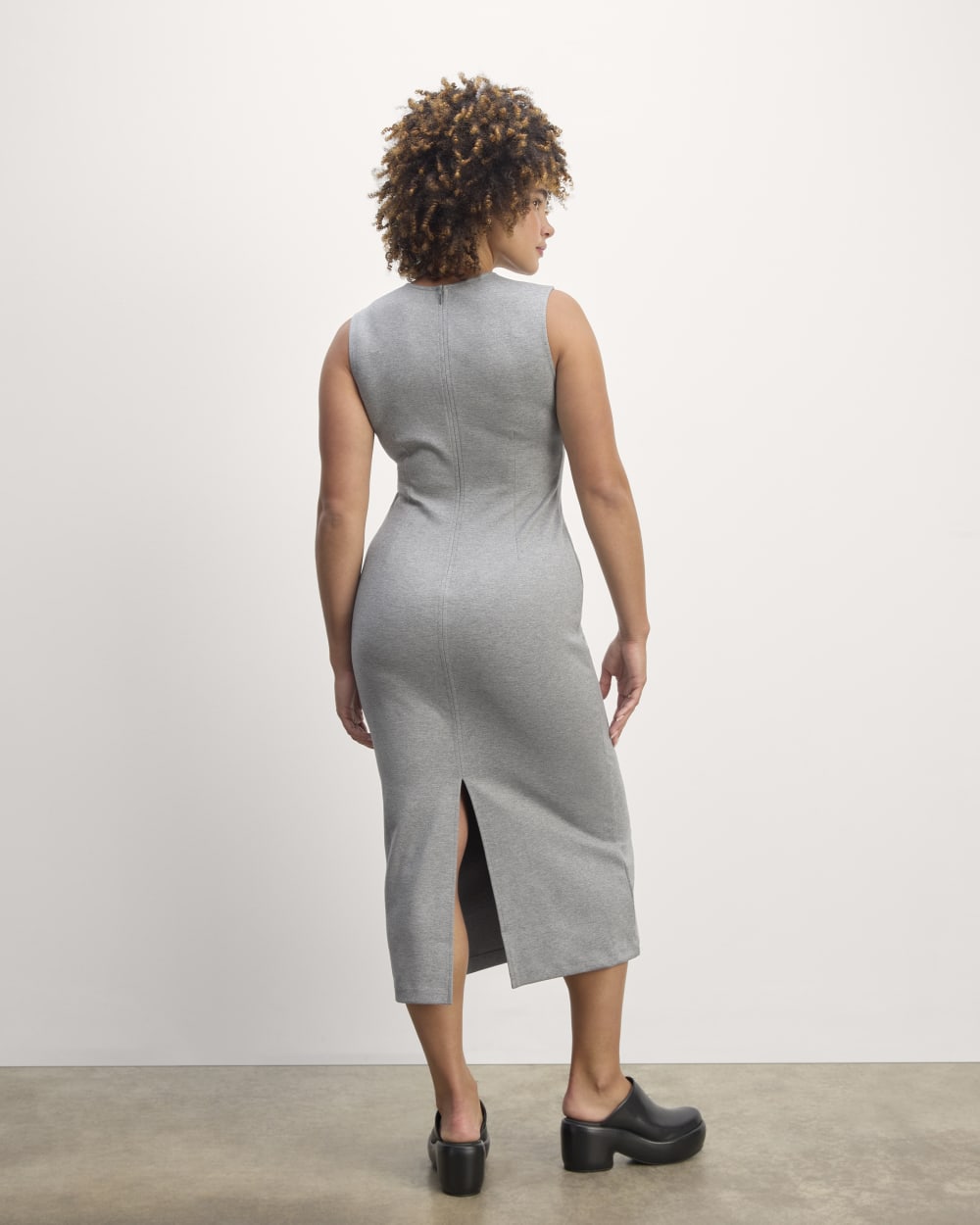 The Dream '90s Midi Dress in Mid Heather Grey — detail view