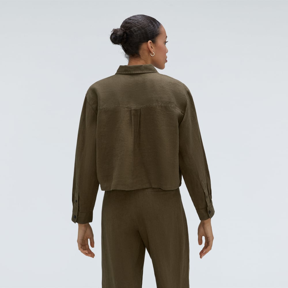 The Linen Way Short Shirt in Beech — detail view