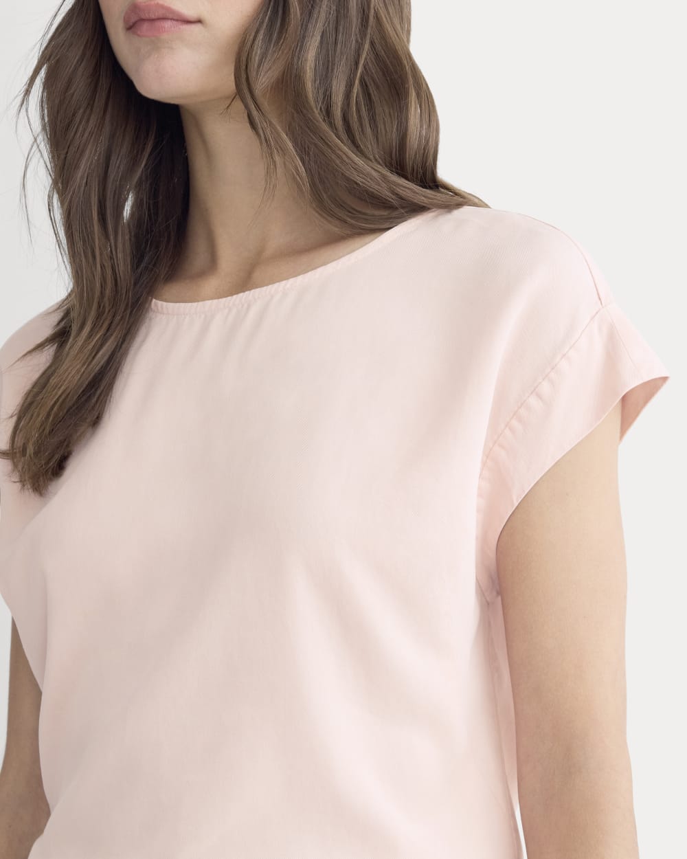 The Muscle Top in Butterlite in Soft Rose — detail view