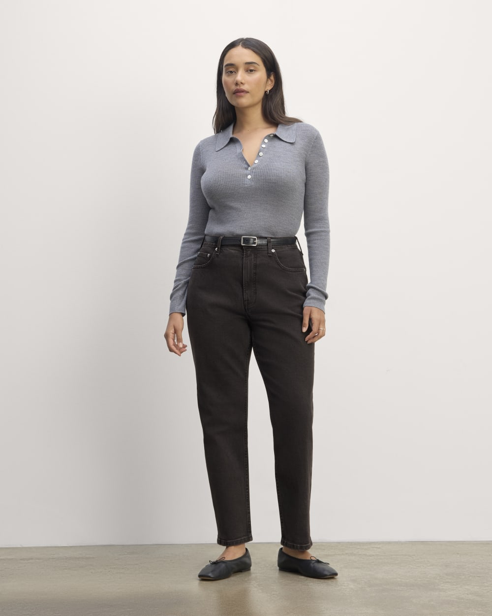 The Cheeky Hourglass Jean in Washed Black — front view