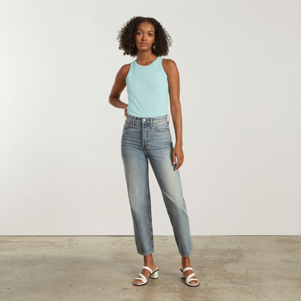 The Tank in Essential Cotton in Ice Blue — detail view