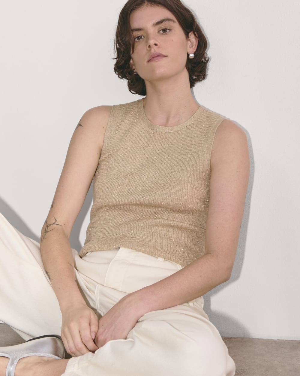 The Tank in Lurex Merino in Gold — detail view