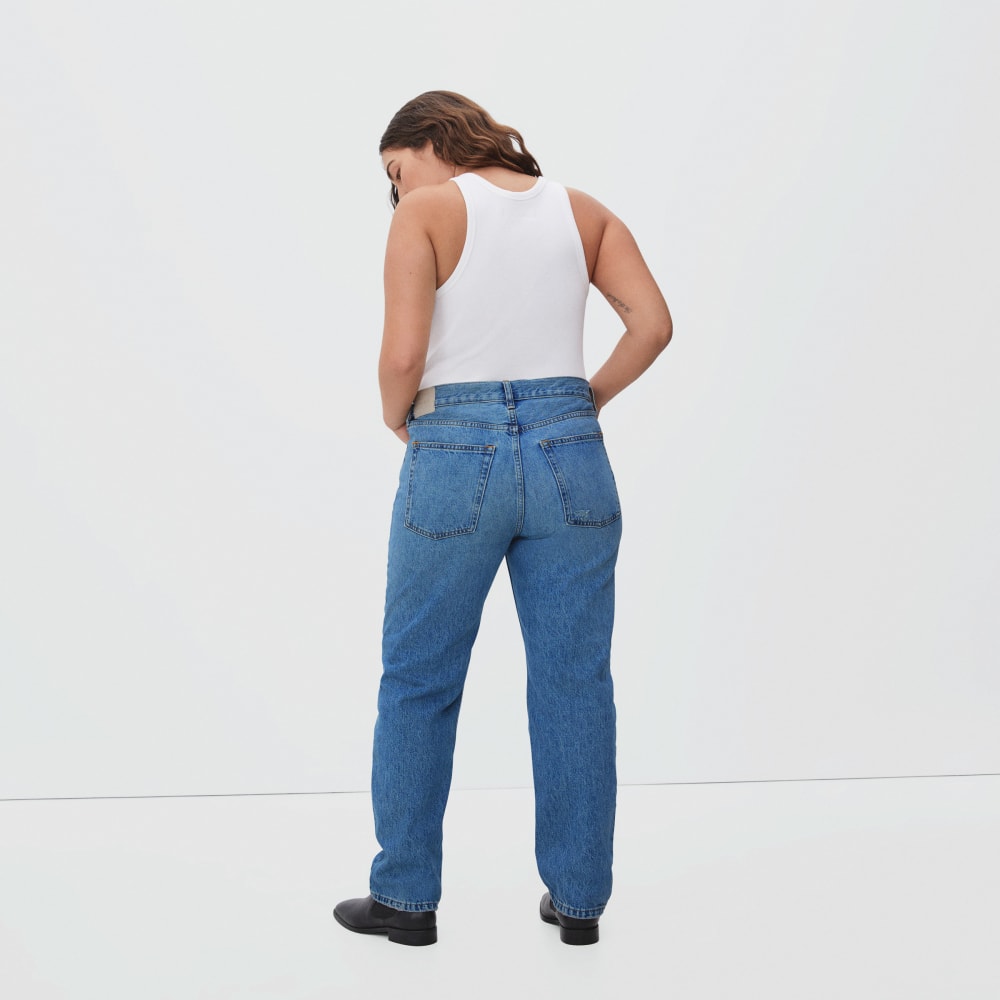 The Rigid Slouch Jean in Washed Indigo — detail view