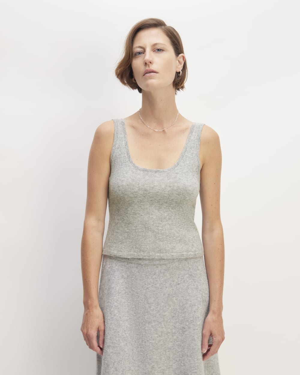 The Cozy-Stretch Tank in Heathered Grey — front view