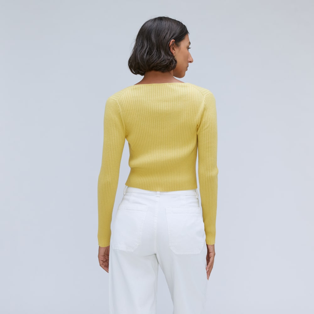 The Cotton-Merino Front-Tie Top in Dandelion — detail view
