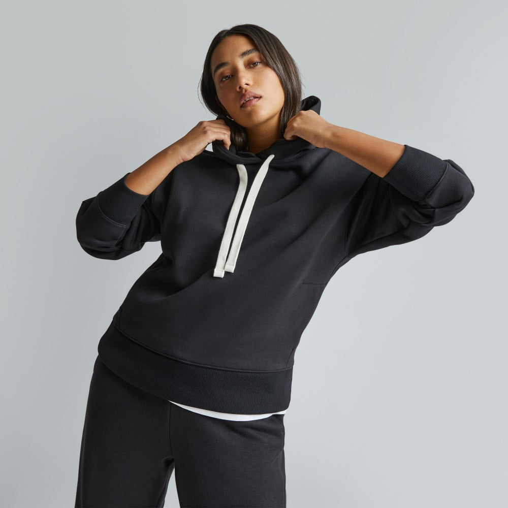 The ReTrack Hoodie in Black — front view