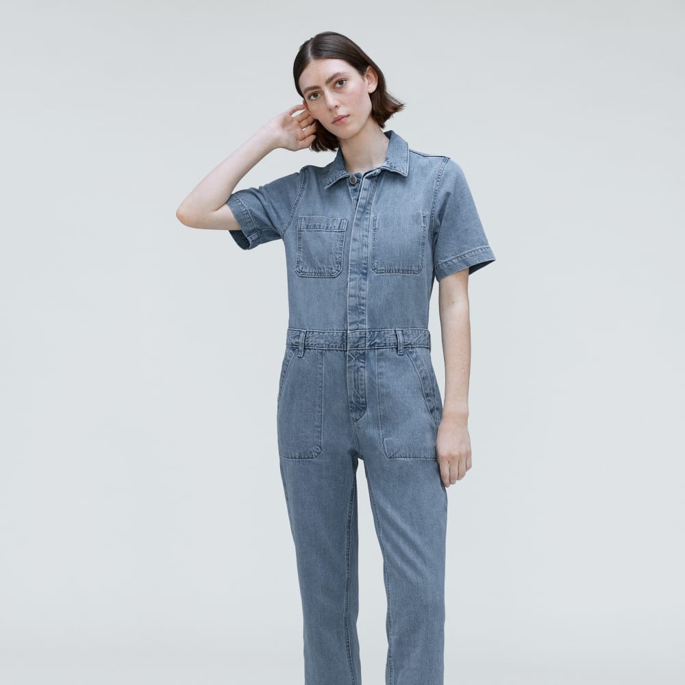 The Supersoft Jean Coverall in Shallow Water — detail view