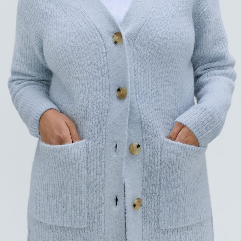 The Oversized Alpaca Pocket Cardigan in Mist — detail view