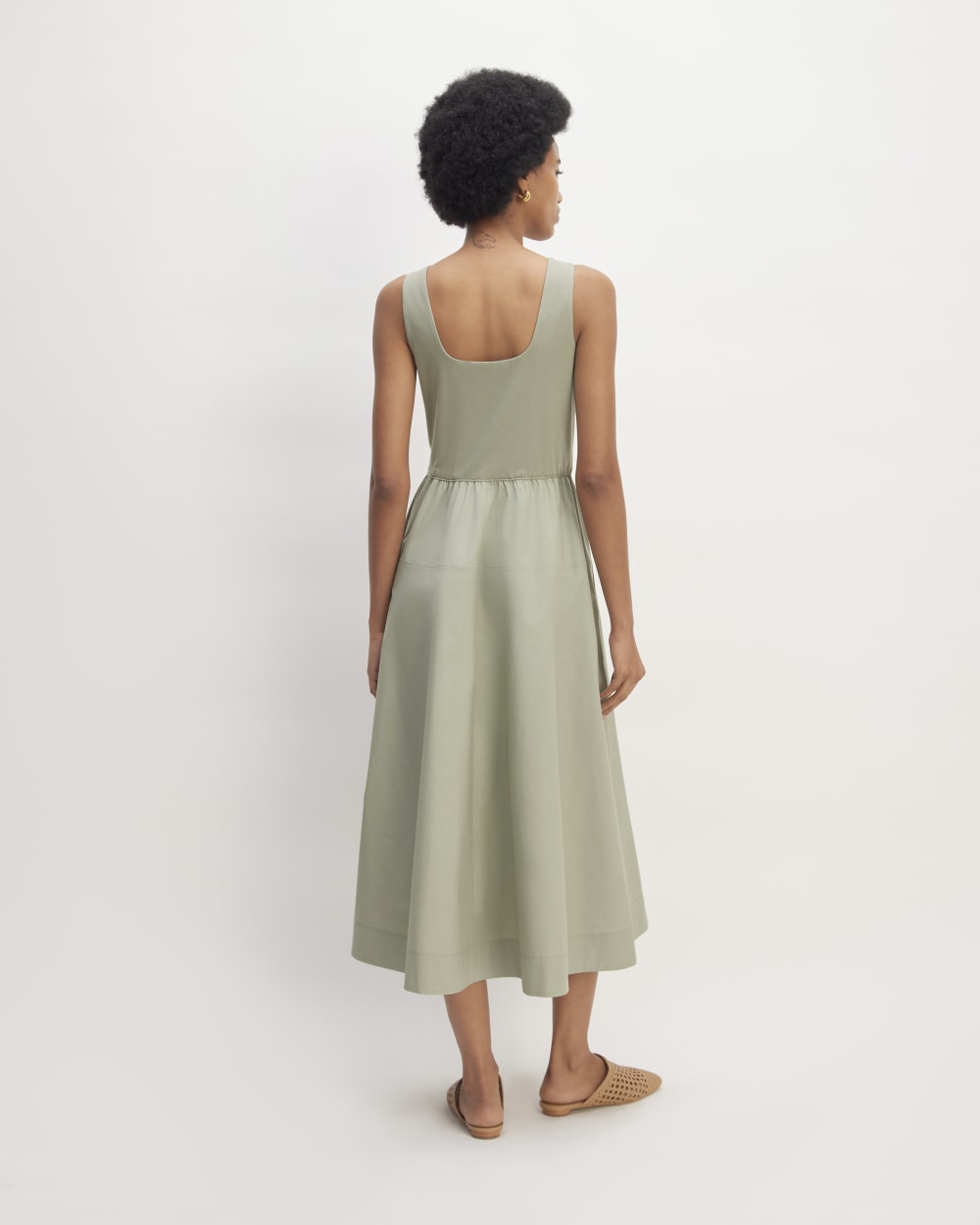 The Supima® Jersey Riviera Dress in Sage Green — detail view