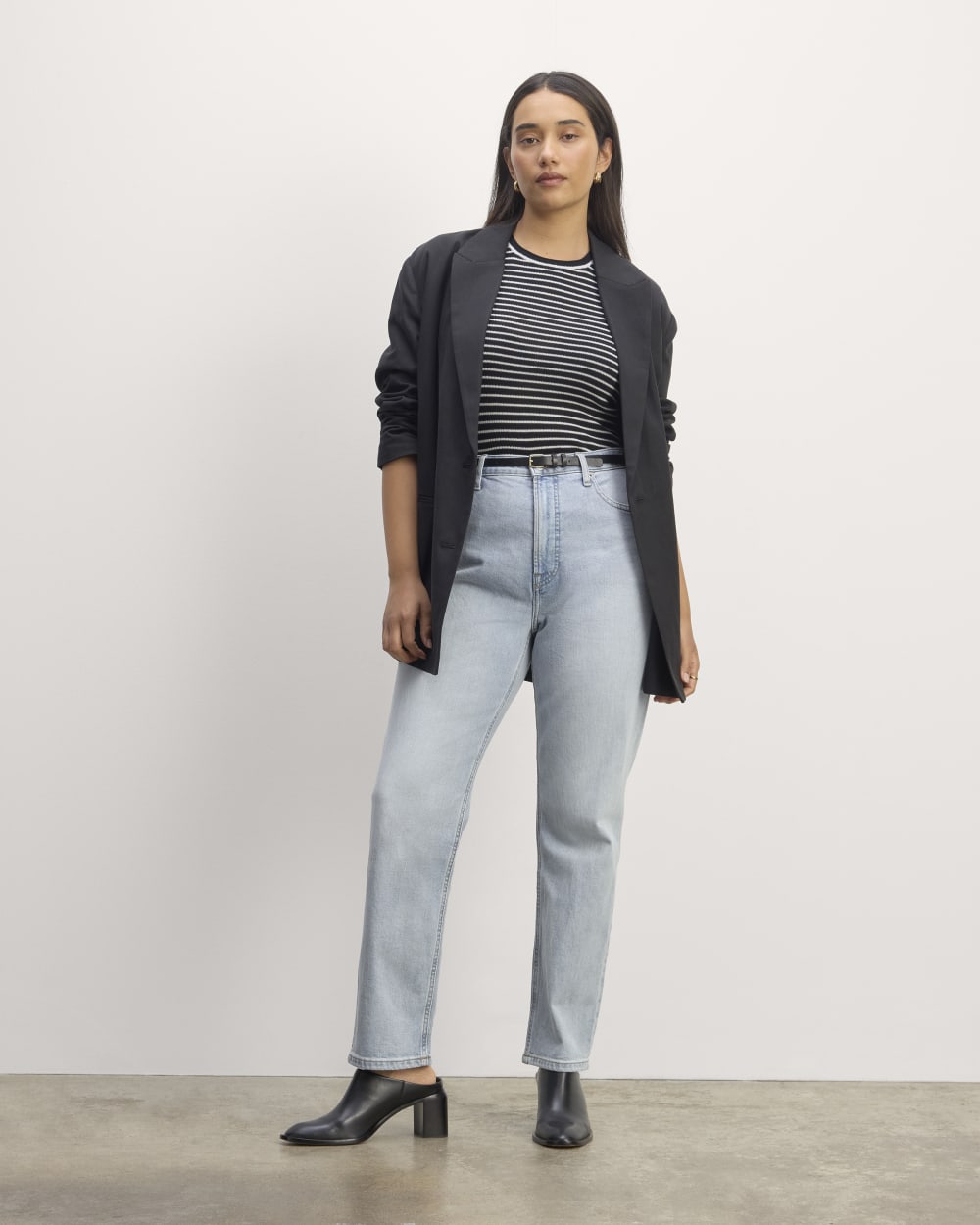 The Cheeky Hourglass Jean in Light Sky — front view