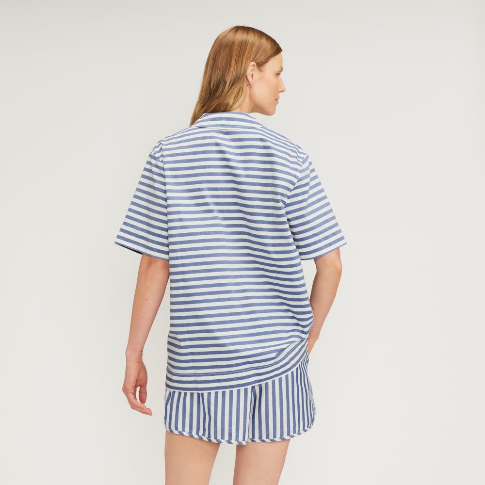 The Poplin Shirt in Mazarine Blue / Bone — detail view