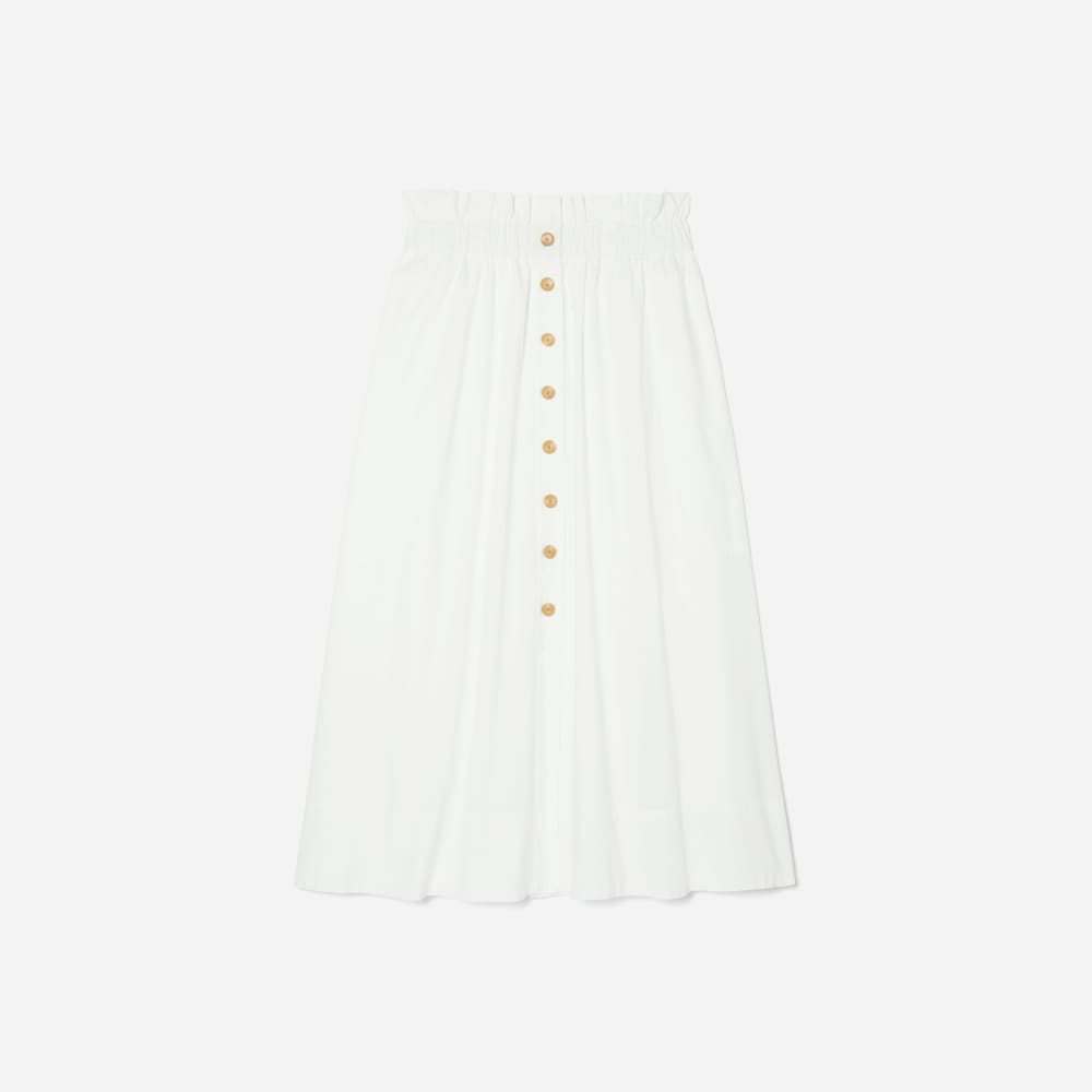 The Easy Button-Front Skirt in White — front view