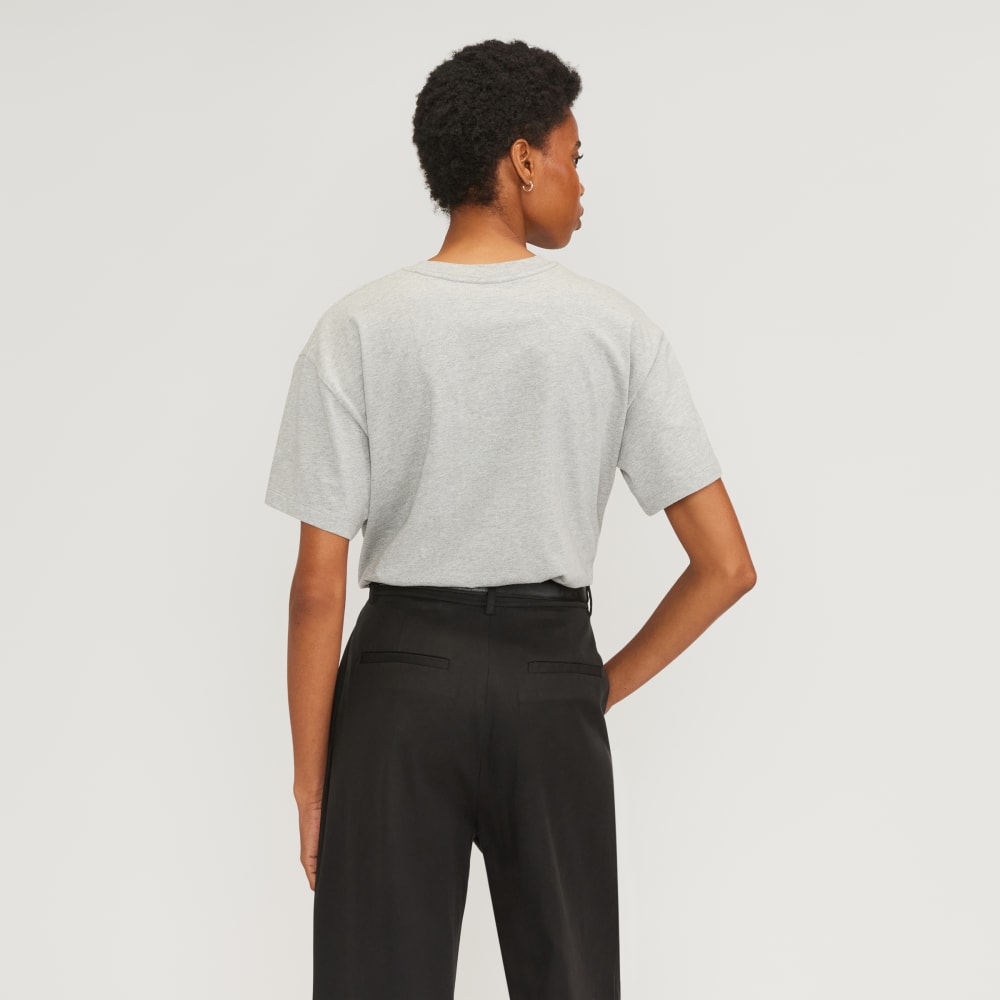 The Organic Cotton Relaxed Pocket Tee in Heather Grey — detail view
