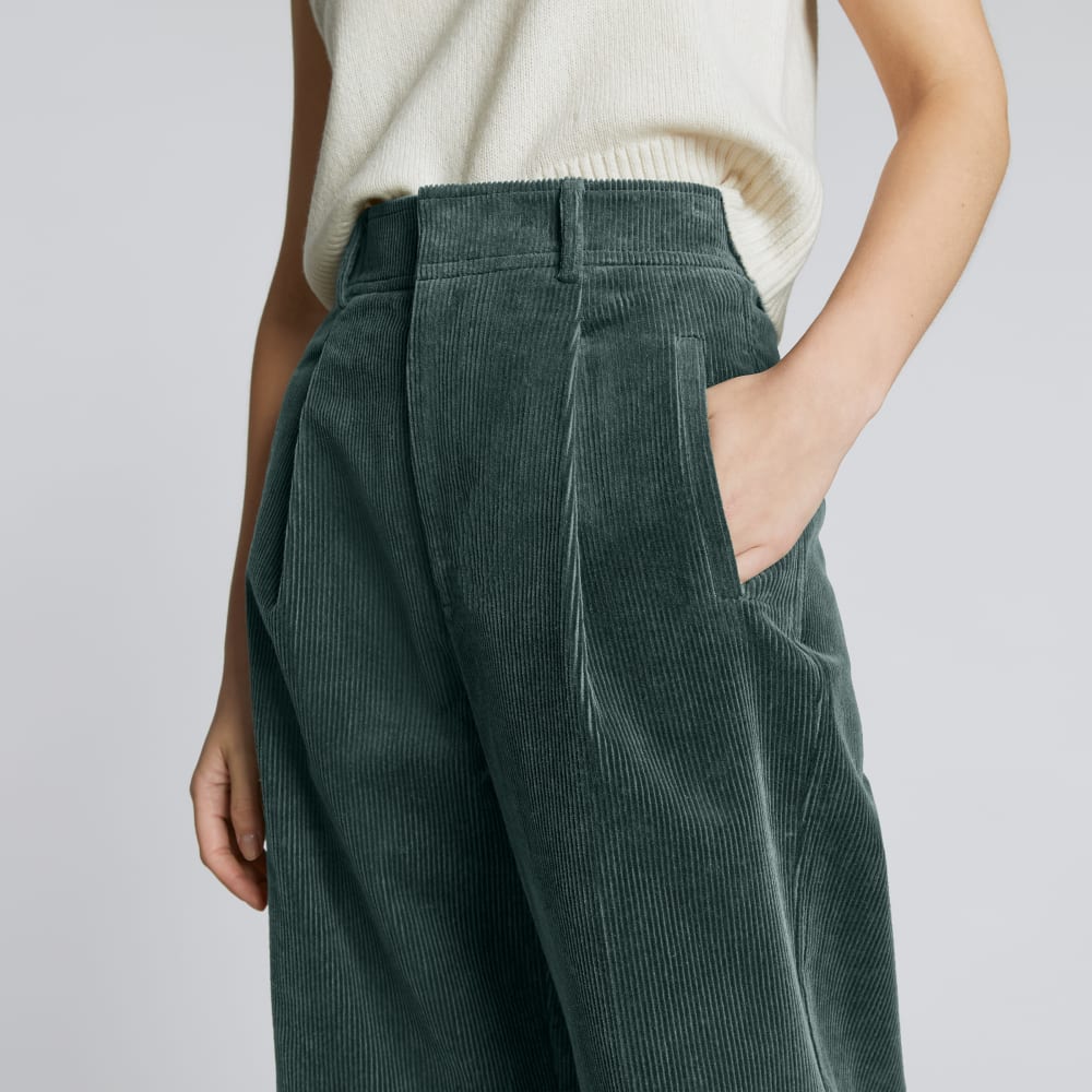 The Corduroy Way-High® Drape Pant in Evergreen — detail view