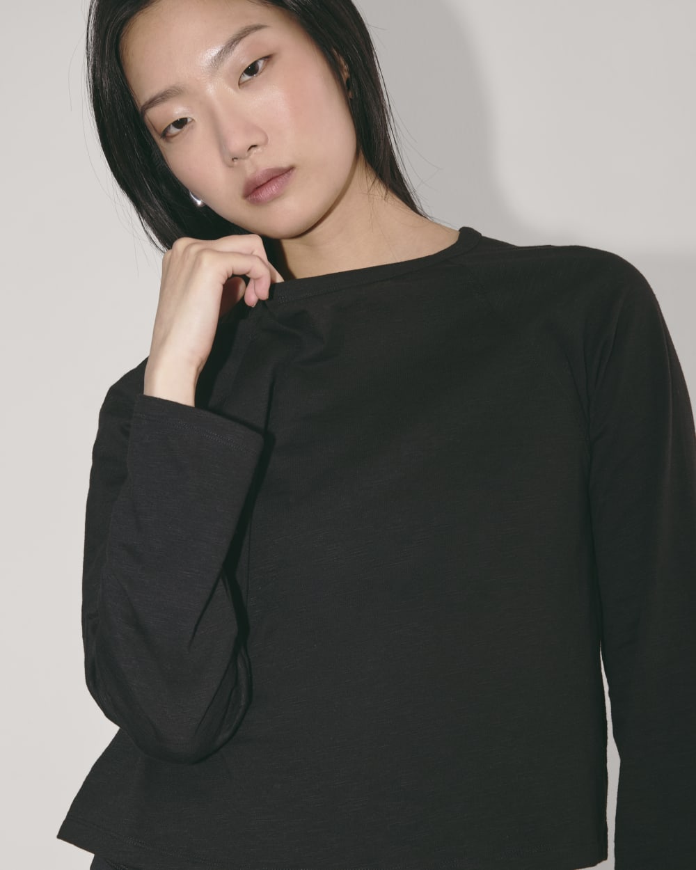 The Perform Crew Tee in Black — detail view