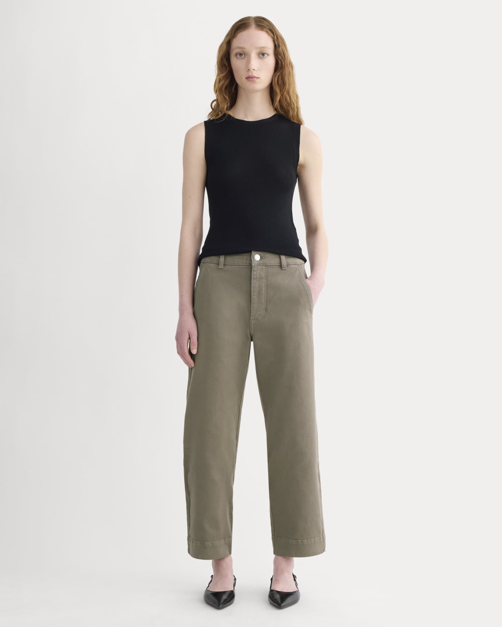 The Utility Straight-Leg Pant in Taupe — front view